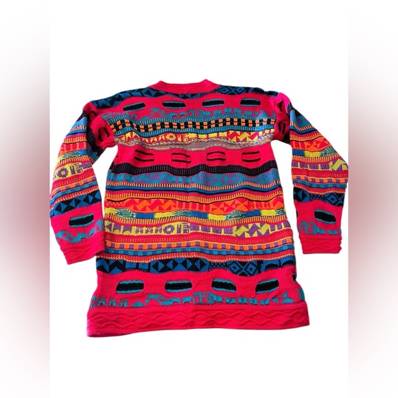 Vintage IVY Coogi Style Vibrant Multicolor Sweater V Neck Sz S - Picture 4 of 10